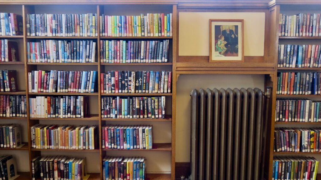 An interior shot of the adult book section in the Albany, Oregon Carnegie library. Provided by a member of the Albany Public Library Foundation Board.