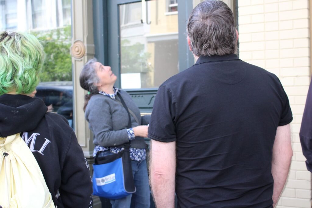 Pictured: Bernadette Niederer leading the tour.